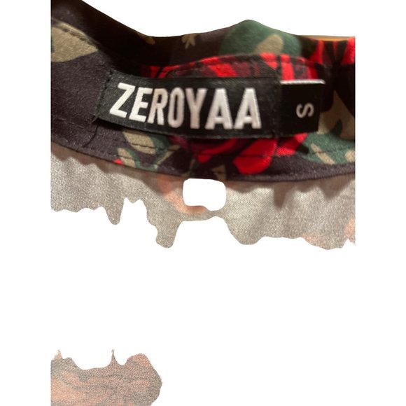 ZEROYAA Men's Button Down Black and Red Blouse Shirt Size S - Picture 2 of 5